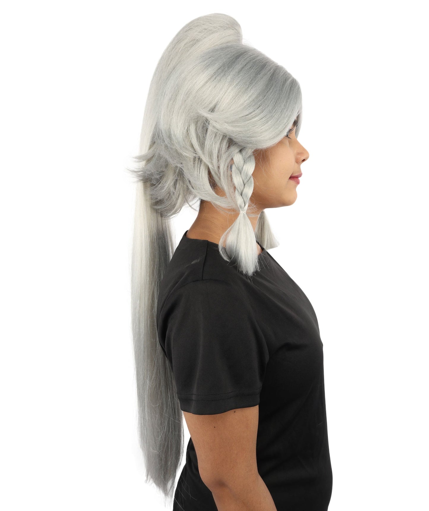 HPO Adult Women's Alien Nature Spirit Hair | Multiple Color Options | Soft Textured Bob with Beaded Braids, Heat Resistant Synthetic Fiber & Breathable Mesh | Halloween, Fantasy Roleplay, Themed Party, Theater & Carnival