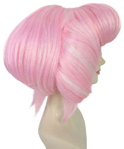 Women’s Short Curled Bubble Bob Klara Wig in Soft Pastel Pink | Anime & Cosplay Synthetic Hairpiece| Breathable Capless Cap