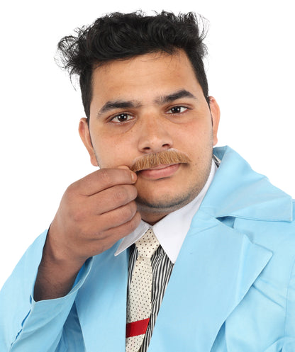 HPO Men's Human Brown Facial Hair Mustache | Multiple Color Options