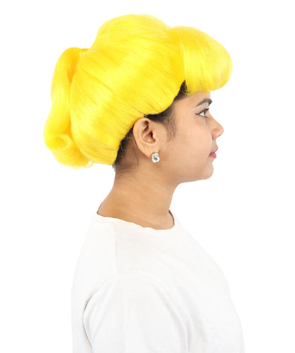 HPO Adult Women's Retro Pin-Up Wig | Multicolor Options, create of synthetic fiber, vintage curled bumper bangs with rolled back, breathable base | Party, Halloween, theater, drag, performance, costume events