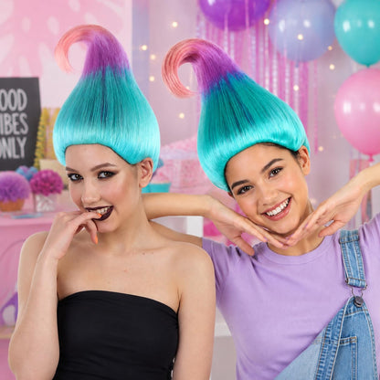 HPO Tri-Color Troll Wig Pointy Troll Fairy Bundle Adult & Teen Costume Hair