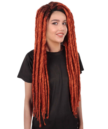 HPO Women’s Long Multiple color Dreadlock Wig – Dark Roots Synthetic Dreads Costume Wig for Adults – Natural-Look Cosplay Hair for Halloween & Festivals