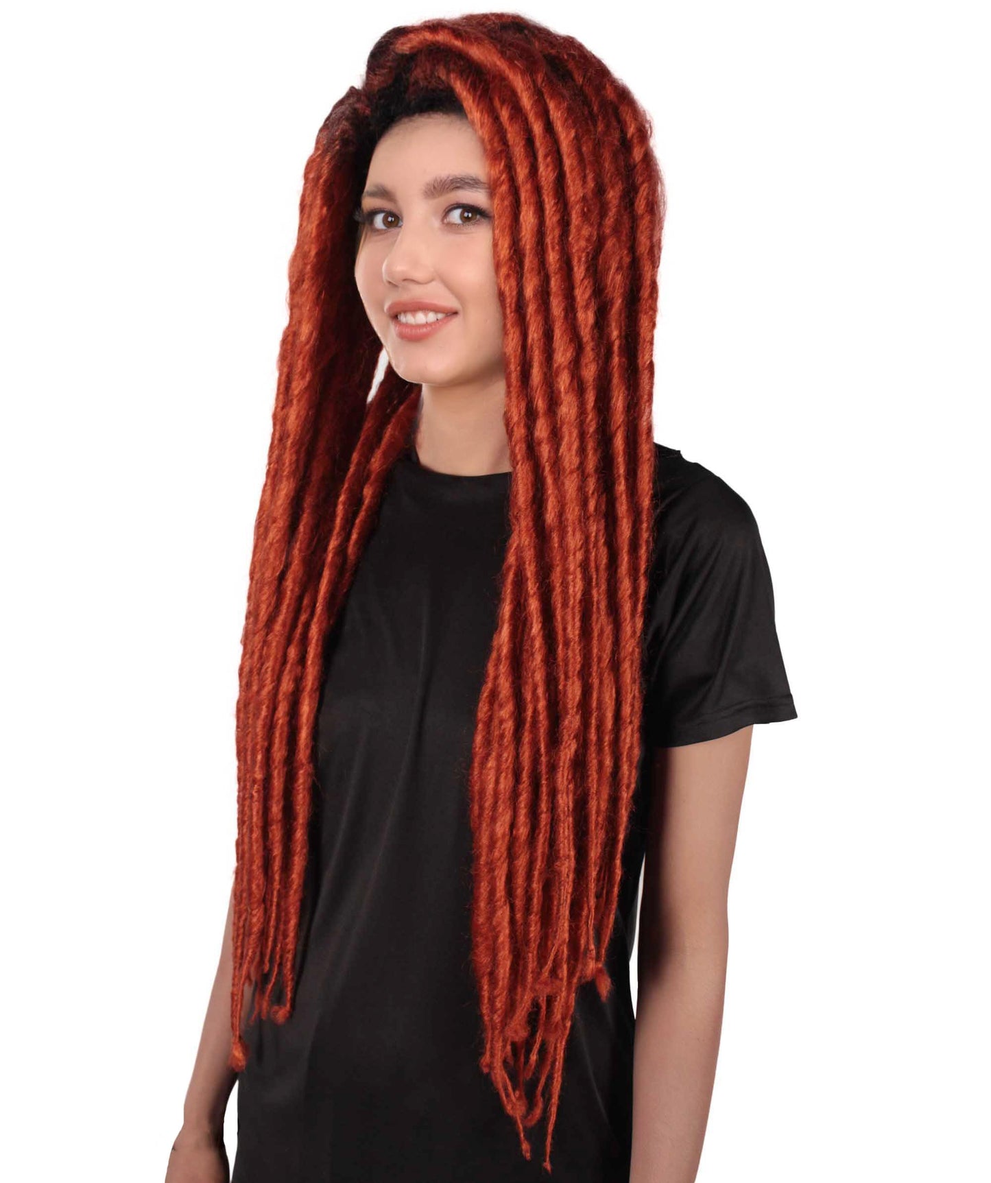 HPO Women’s Long Multiple color Dreadlock Wig – Dark Roots Synthetic Dreads Costume Wig for Adults – Natural-Look Cosplay Hair for Halloween & Festivals