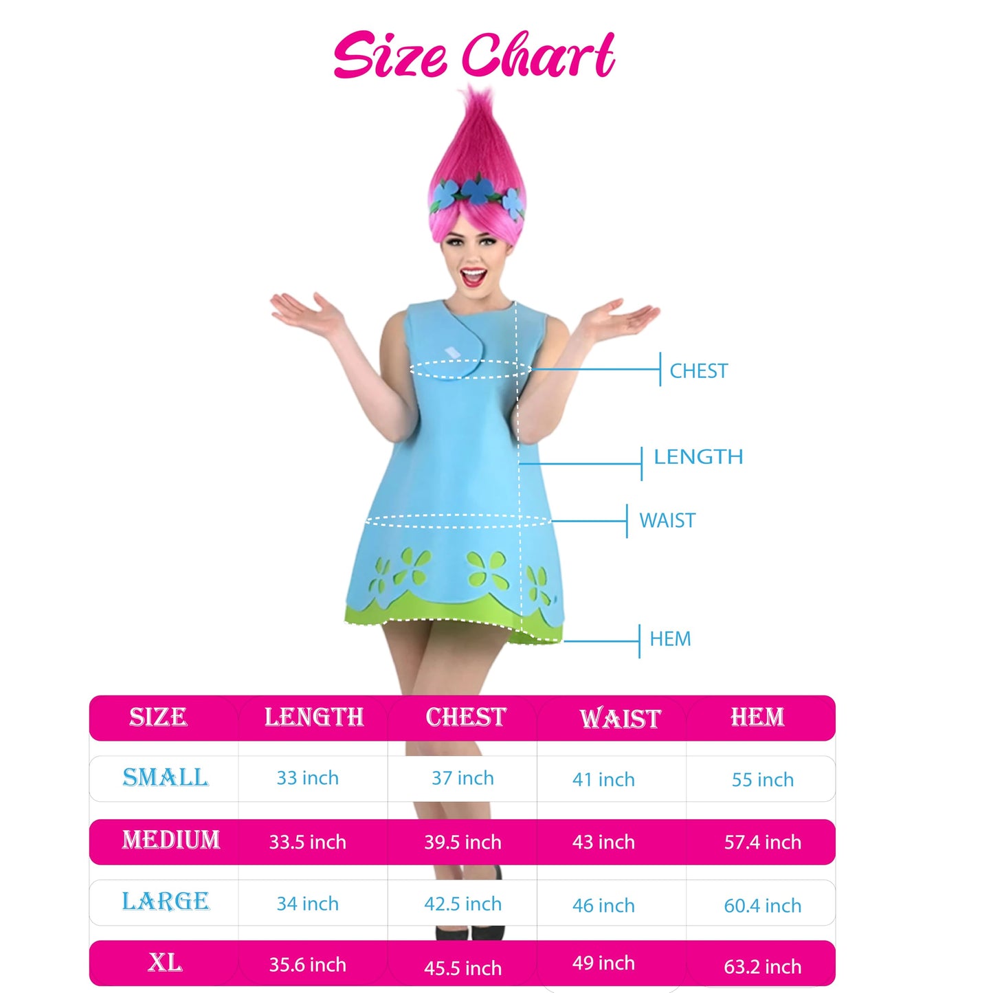 Women's Magical Troll Princess Costume Collection | Deluxe Halloween Costume | Multiple Sizes