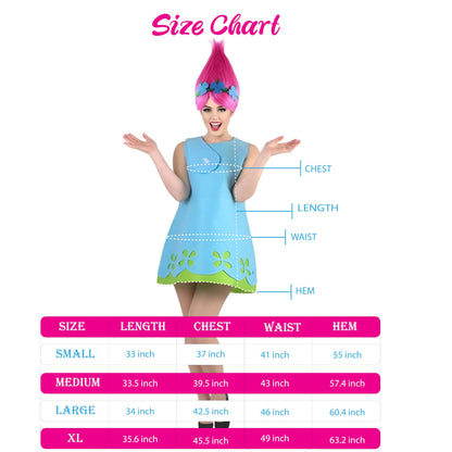 Women's Magical Troll Princess Costume Collection | Deluxe Halloween Costume | Multiple Sizes