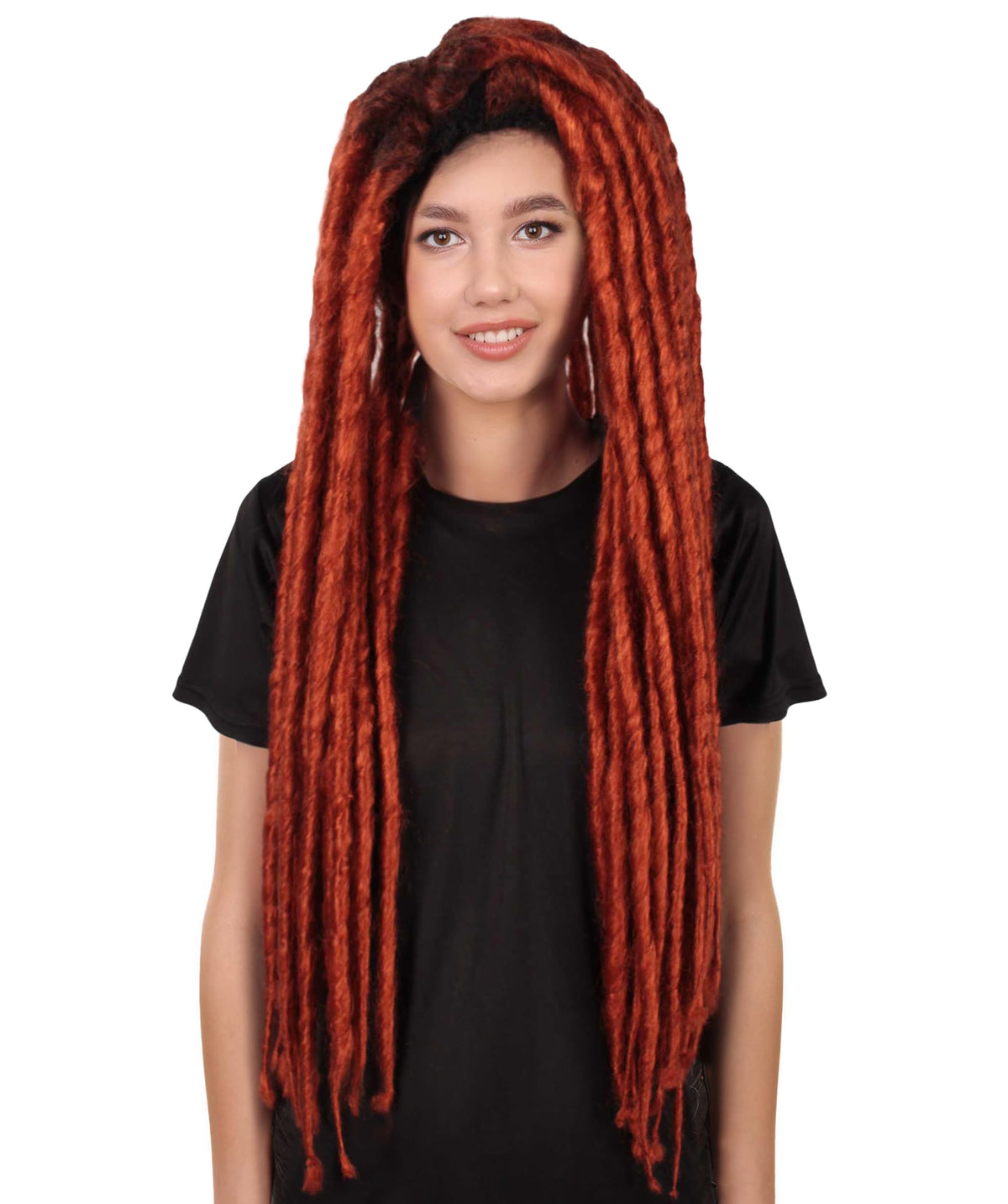 HPO Women’s Long Multiple color Dreadlock Wig – Dark Roots Synthetic Dreads Costume Wig for Adults – Natural-Look Cosplay Hair for Halloween & Festivals