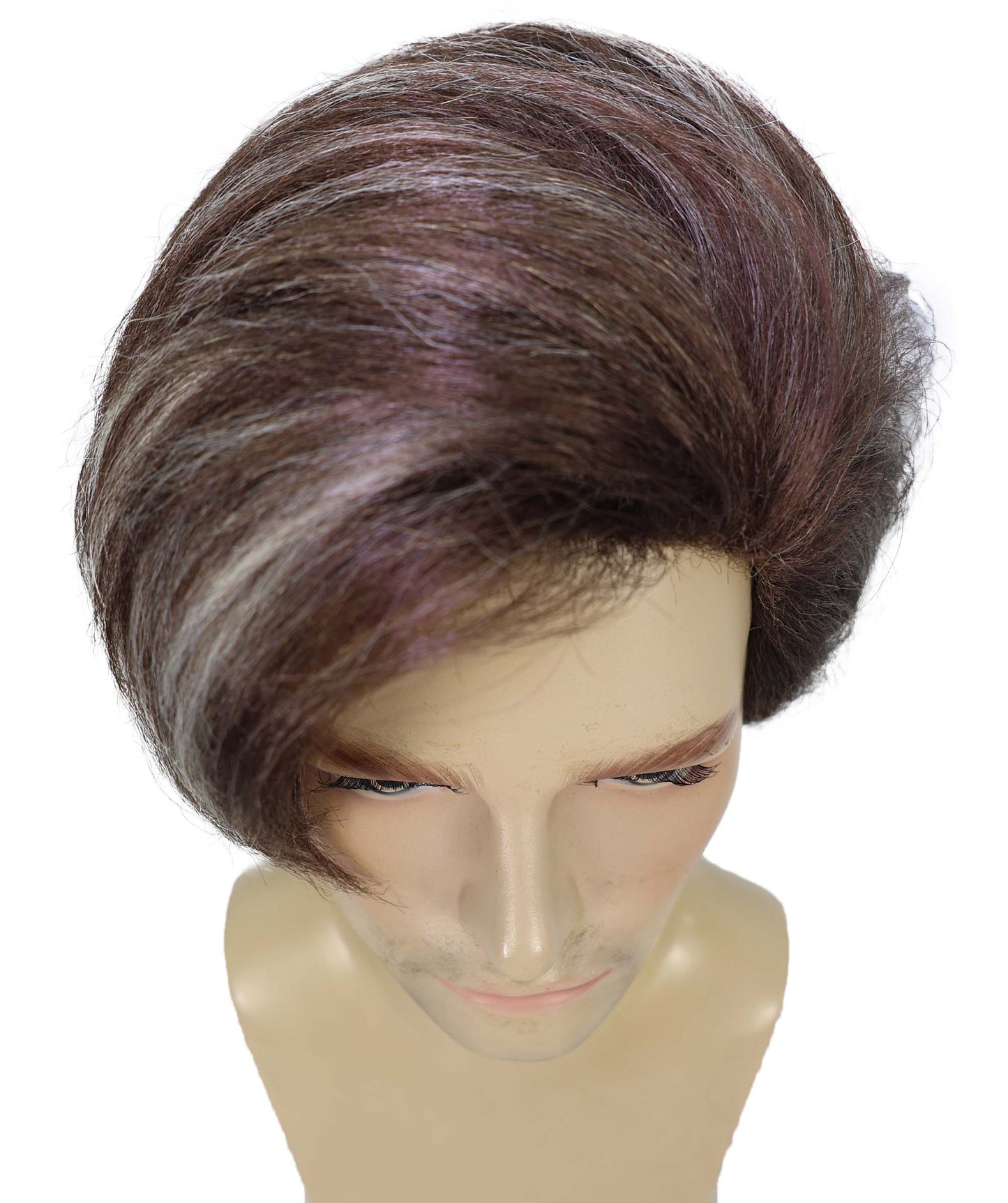 HPO Men’s Short Brown Wig with Blonde Highlights | Natural-Looking Layered Style Costume Wig for Cosplay, Party, or Daily Use | Synthetic Hair