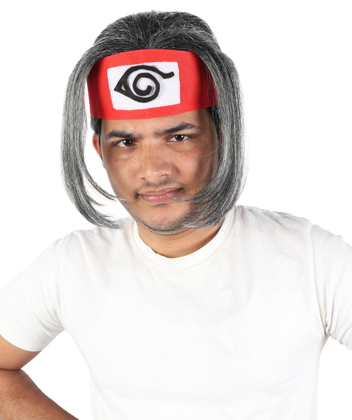 HPO Adult Men’s Black & White Wig | Long Synthetic Hairpiece with Adjustable Fit | Ideal for Cosplay, Stage, Parties & Themed Events