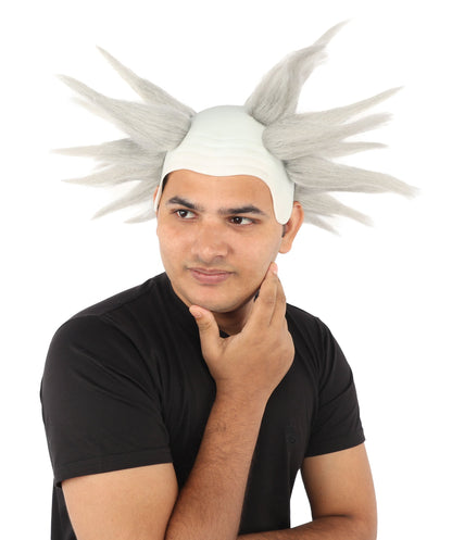 HPO Adult Men's Spiky Bald Illusion Wig | Multiple Color Options  |  Two-tone vibrant hue, create of synthetic fiber, stiff spiked volume, integrated forehead piece | Party, Halloween, theater, drag, performance, costume events