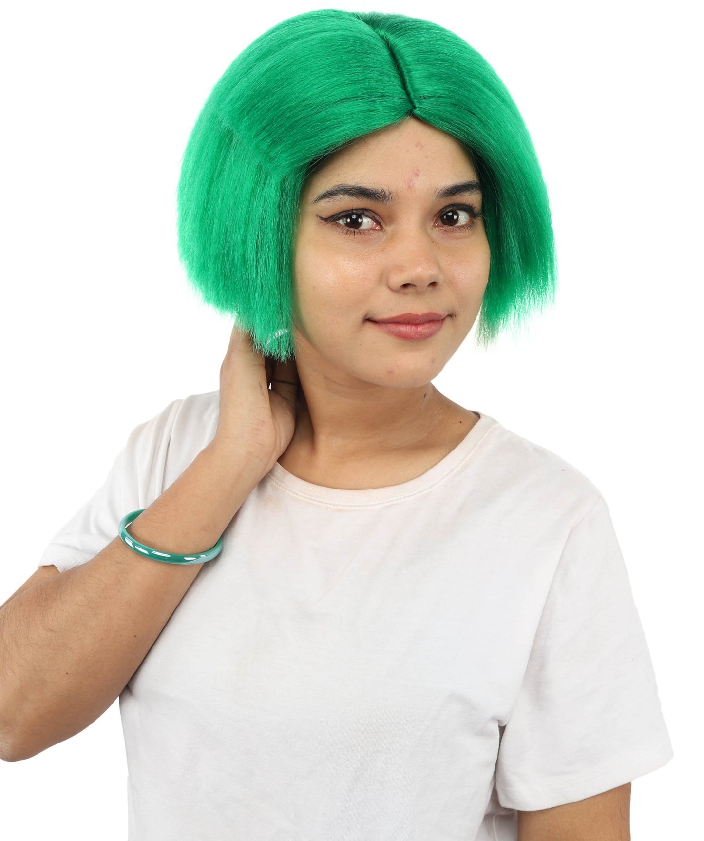 HPO Women’s Neon Yellow Bob Wig with Bangs—Bright Straight Cut Wig | Celebrity Inspired Hairpiece for Party, Halloween and Cosplay