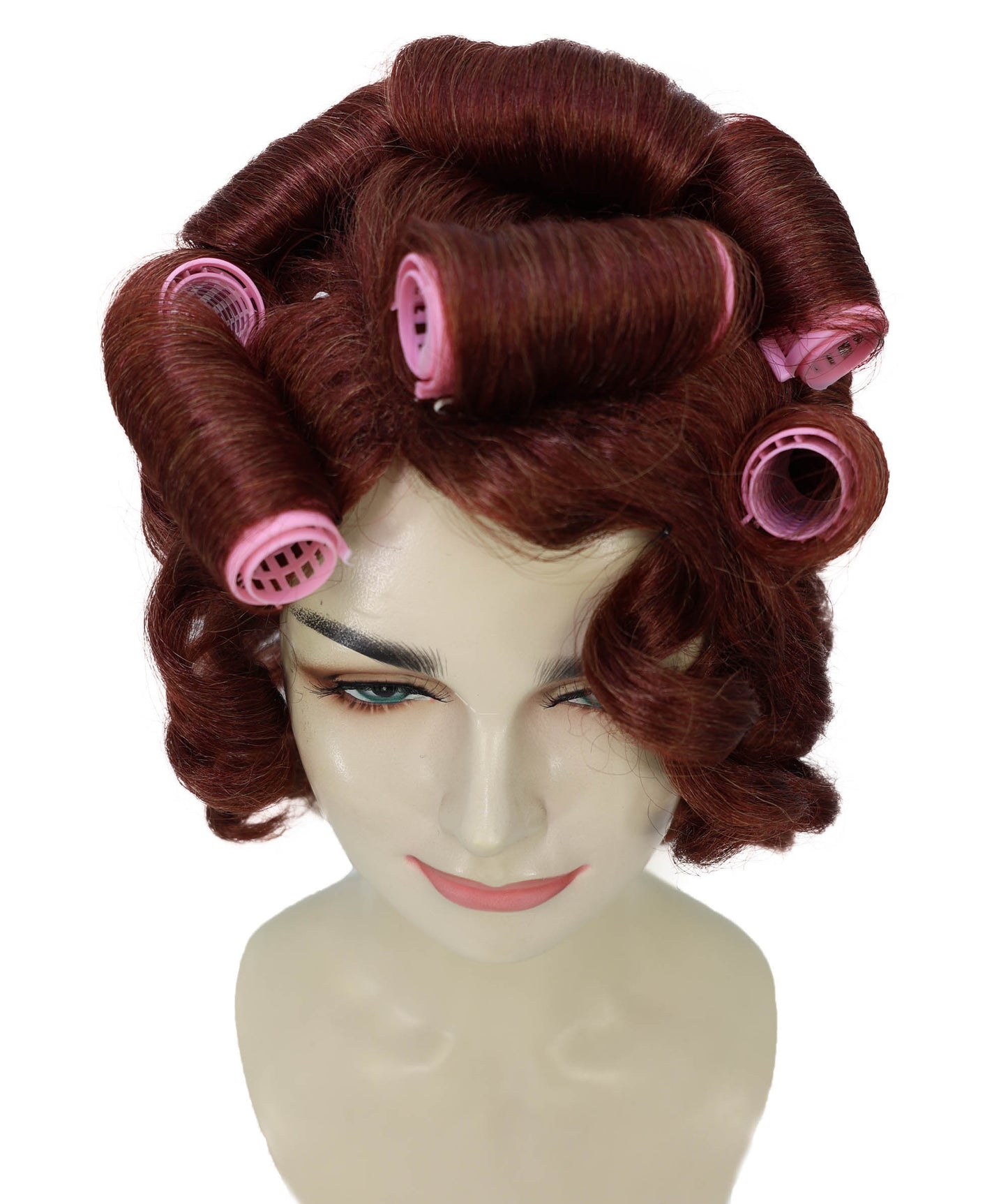 HPO Adult Women’s Vintage Glamour Wavy Wig with Large Voluminous Curls & Rollers |  Retro Style | Ideal for Halloween | Breathable Cap