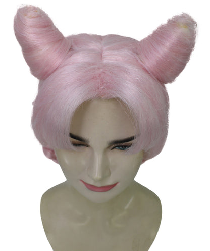 HPO Women’s Online Battle Game Pink Horned Twist Braided Wig | Suitable for Halloween | Breathable Capless Cap