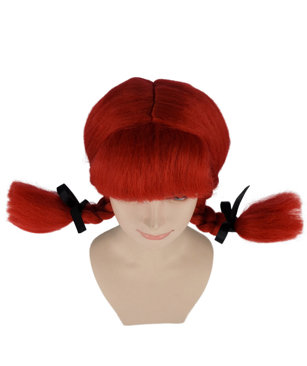 HPO Womens Farm Girl Wig | Medium Red Wig | Premium Breathable Capless Cap