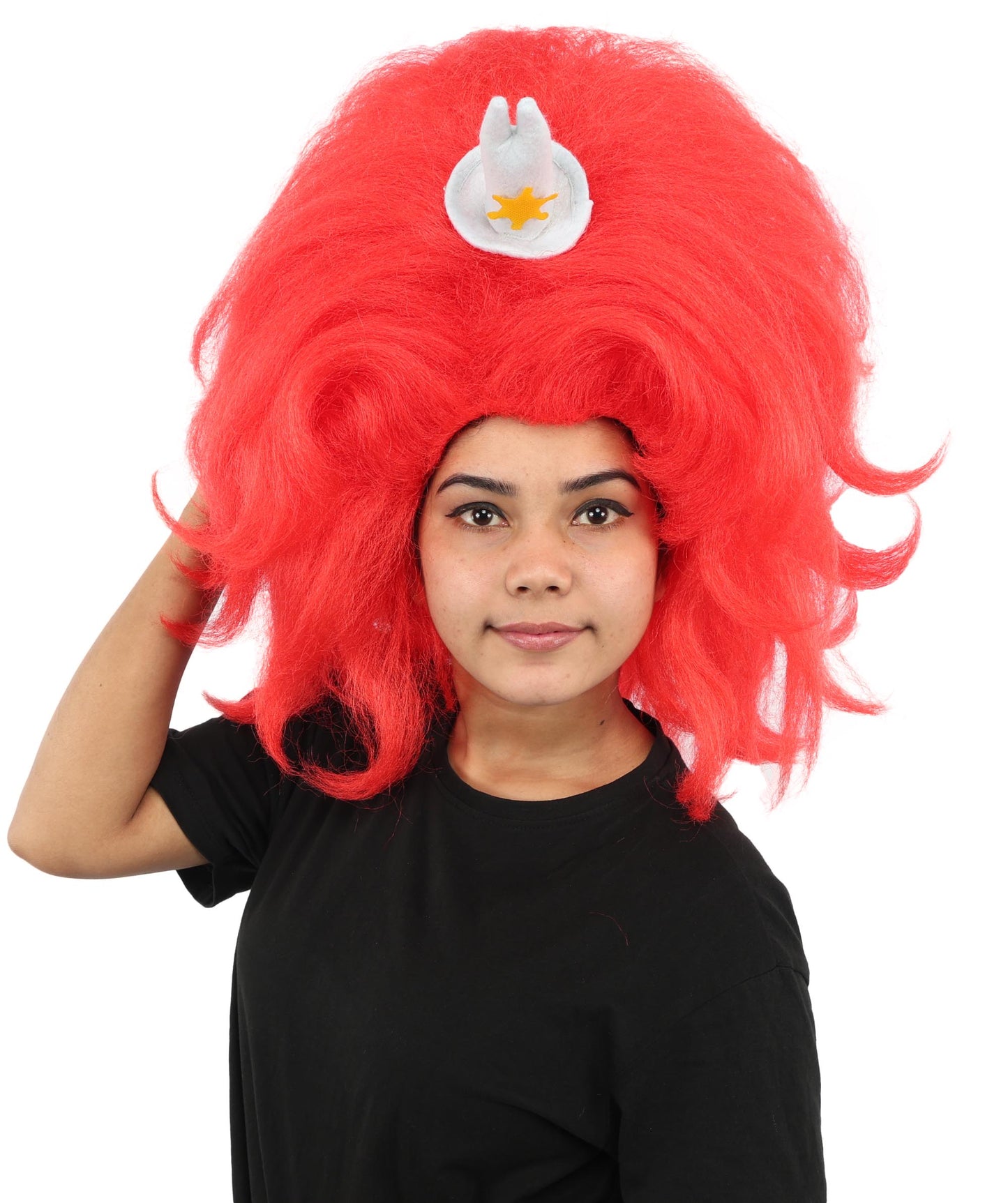 HPO Women's Long Red Bob Wig | Straight Shoulder-Length Black Hair with Blunt Bangs, Included Accessory Set & Breathable Cap | Halloween, Anime Roleplay, Costume Party & Daily Wear