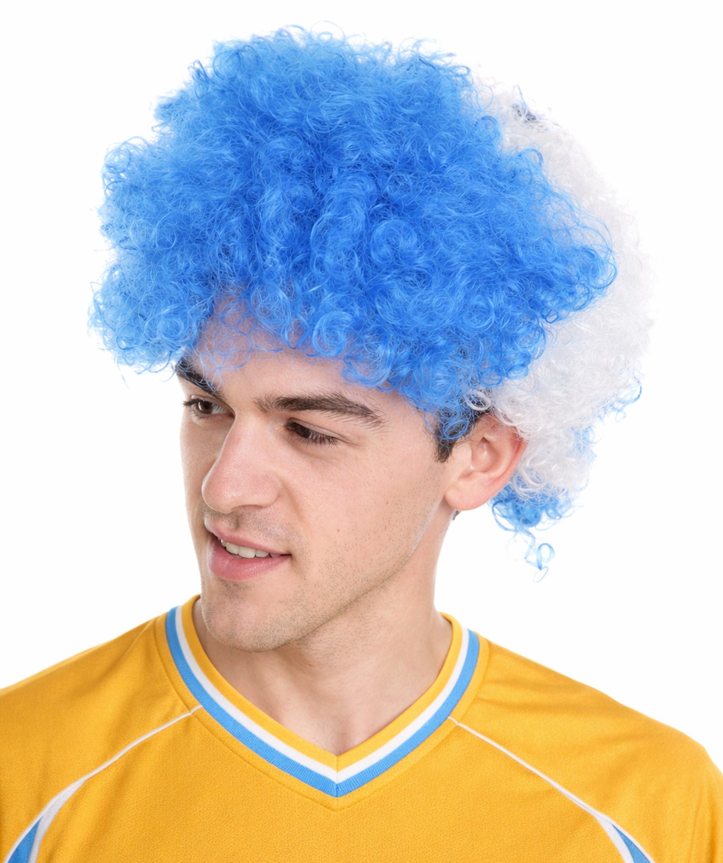 Honduras Sport Afro Fun Wig | Blue White Jumbo Wig