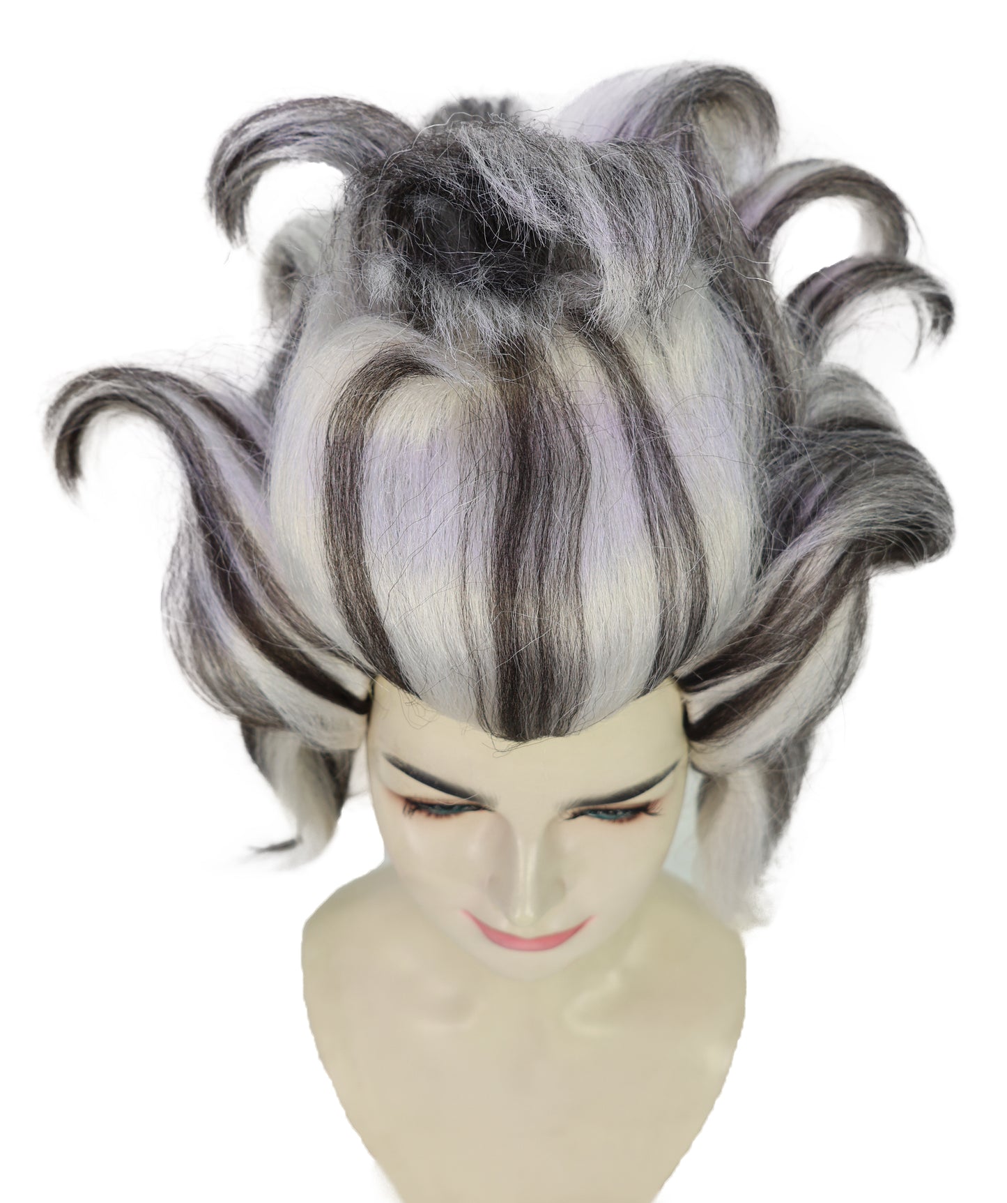 HPO Women’s Wicked Sea Witch Wig | Deluxe Long Curly Black & Grey Hairpiece | Halloween, Costume Party, Stage & Photo Shoot