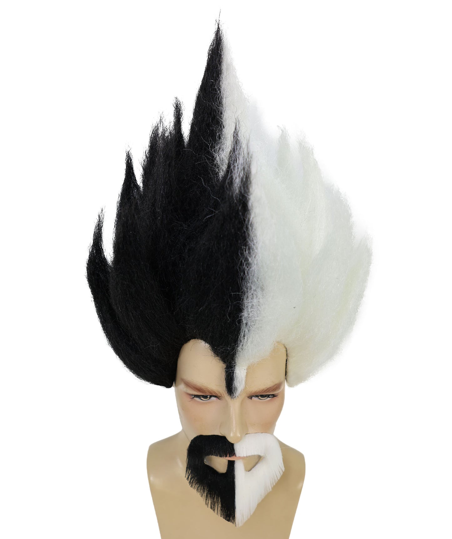 Anime Wig and Full Beard Set | Brown Spike TV/Movie Wigs | Premium Breathable Capless Cap