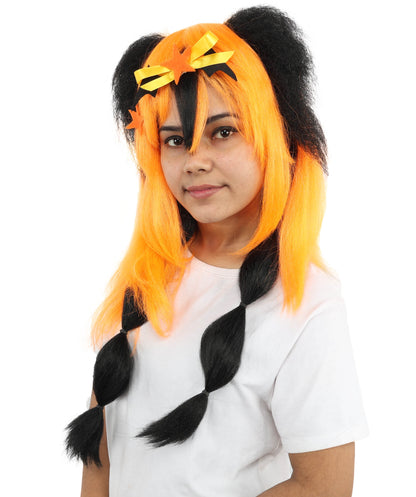 HPO Women's Romantic Multicolor Women's Princess Wig | Long Loose Ringlets with Half-Up Ponytail Styling | Fairytale Cosplay and Theatrical Productions.