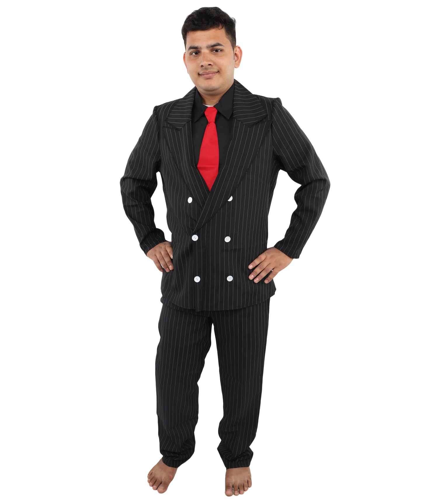 HPO Men's Black Tuxedo Suit Costume  | Formal Top & Pant Cosplay Outfit | Perfect for Halloween Parties & Theme Events
