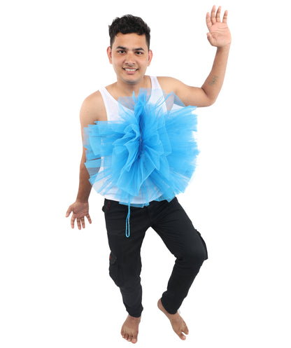 HPO Unisex Blue Shower Loofah Costume | Funny Bath Sponge Outfit with Tulle Mesh Design | Perfect for Halloween, Parties & Comedy Events