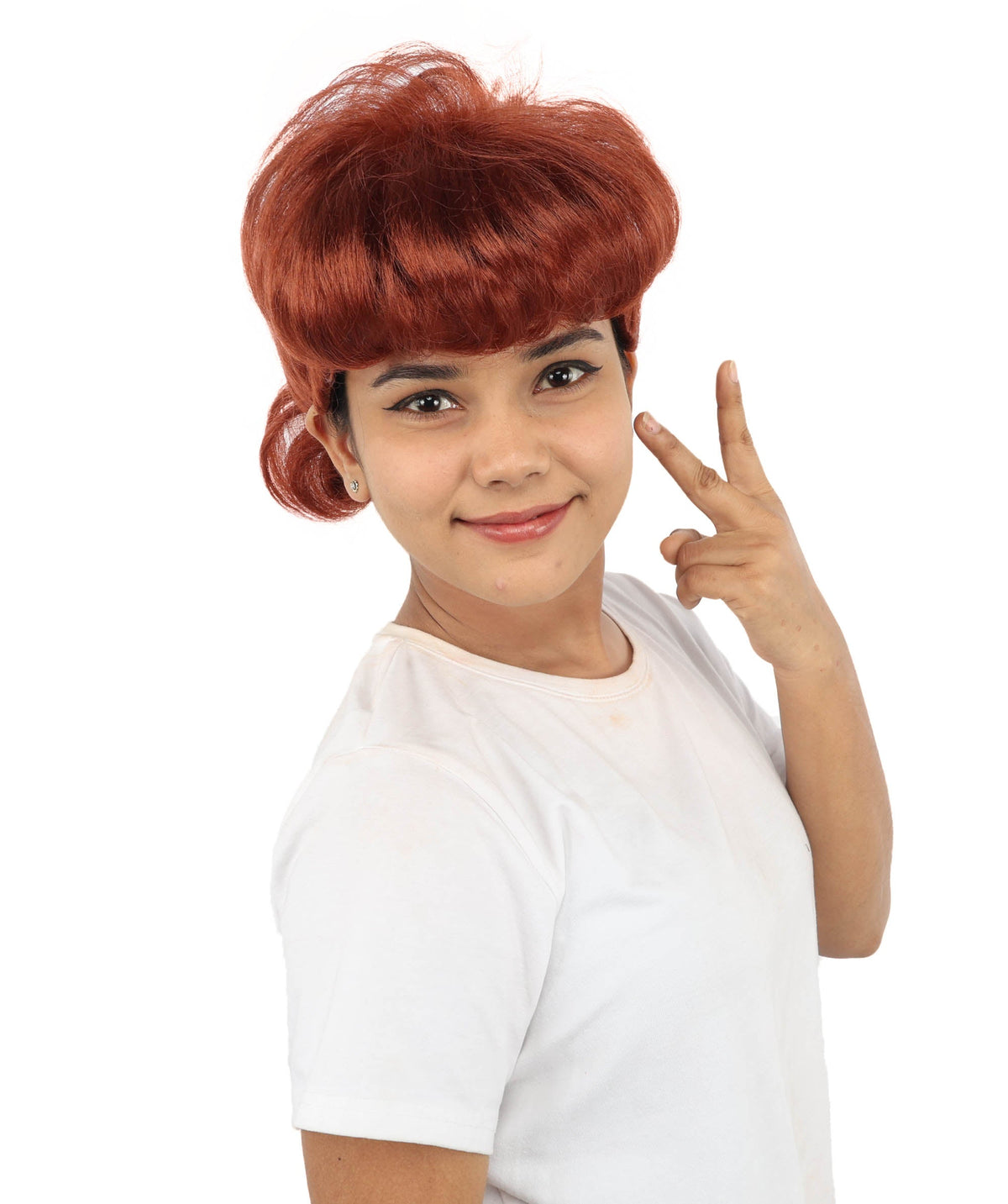 HPO Adult Women's Retro Pin-Up Wig | Multicolor Options, create of synthetic fiber, vintage curled bumper bangs with rolled back, breathable base | Party, Halloween, theater, drag, performance, costume events