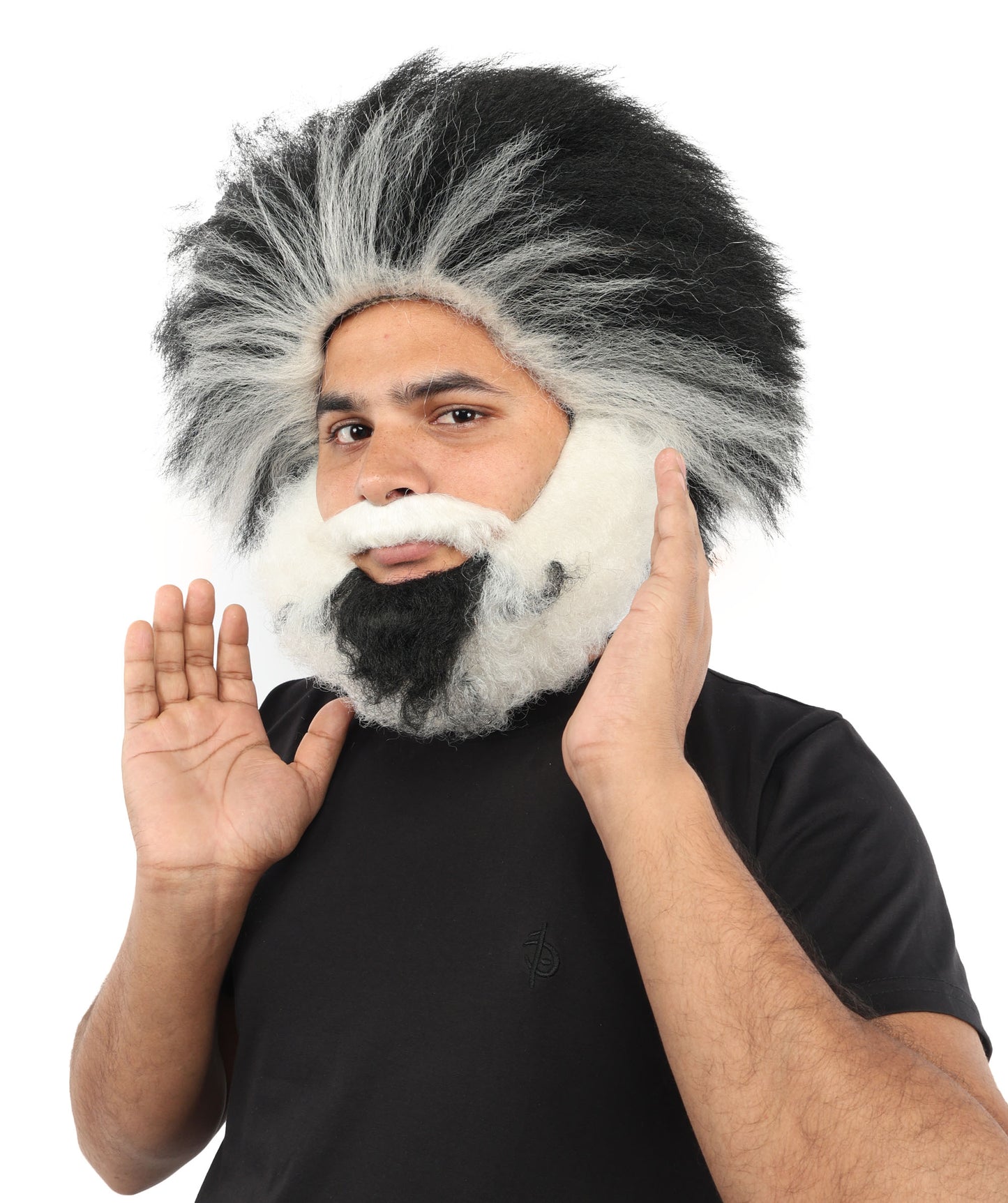 HPO Adult Men's Hillbilly Wig, Mustache & Beard Set | Straight Multicolor Hair with Matching Mustache, Beard & Sideburns | Synthetic Wig for Cosplay, Halloween & Roleplay