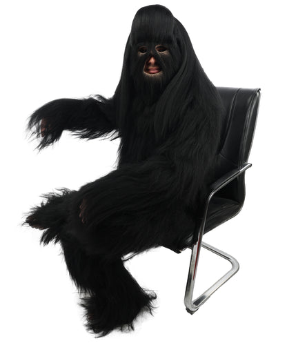 HPO Unisex Extreme Hairy Person Costume, Mask and Bundle - Full-Body Hair Suit Extra-Long Ash Brown Costume Wig for Halloween, Cosplay & Parties