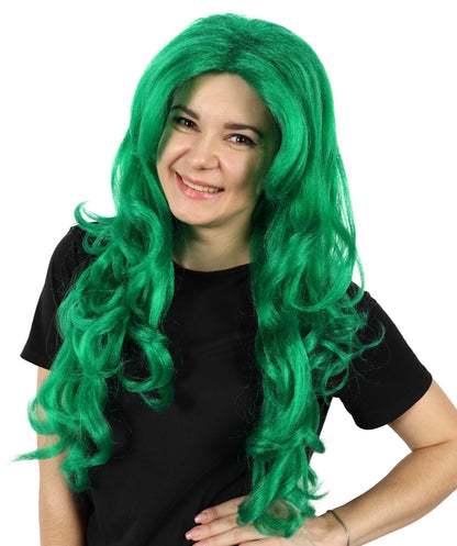 HPO Women’s 60cm Extra Long Wavy Green Wig | Mermaid-Inspired Fantasy Wig for Costume, Anime, and Themed Events