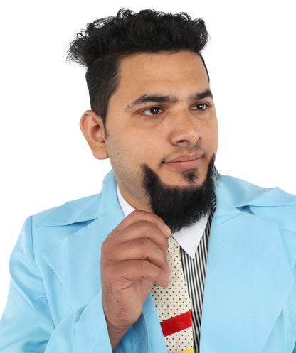 HPO Men’s Balbo Goatee Beard | Dark Black Human Hair | Ideal for Cosplay, Stage Performances & Themed Events