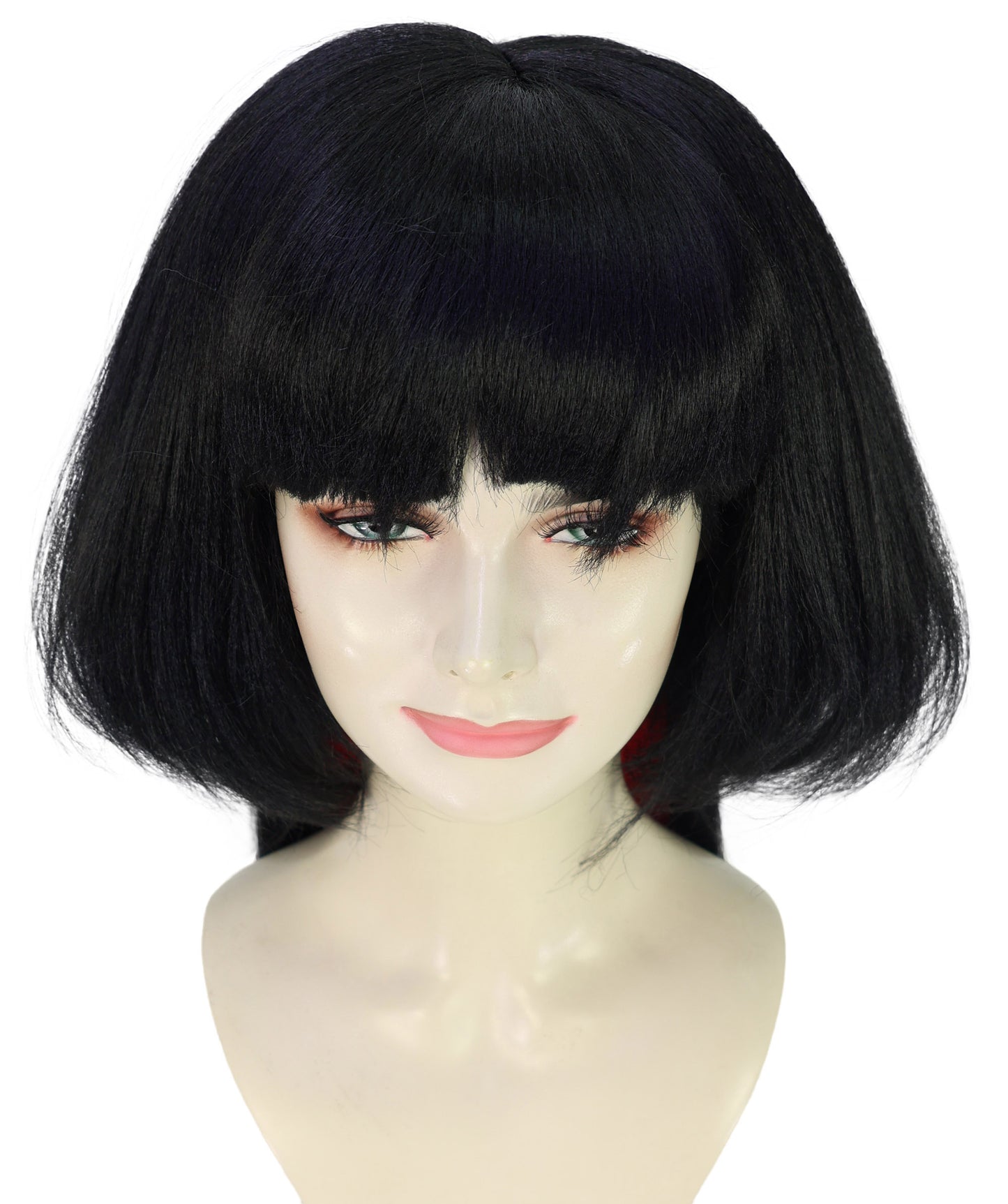 HPO Women's Jane Doe Black & Red Wig | Straight Synthetic Hair | Halloween Party, and Themed Event Accessory