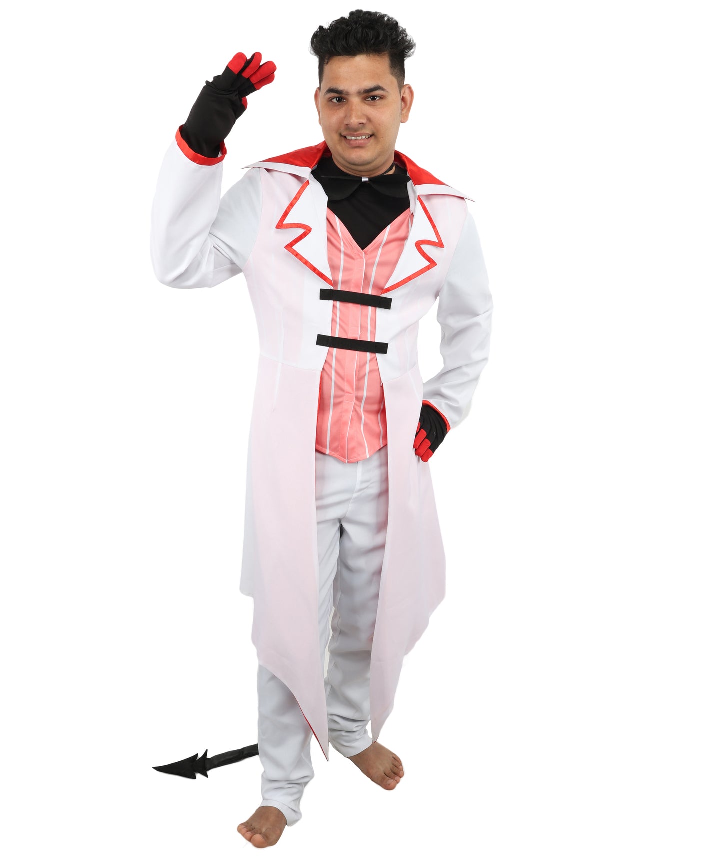 HPO Men's Infernal Ringmaster Costume | Structured Tuxedo Jacket Featuring Split Tails and Bow Tie | Versatile for Stage Shows, Fantasy Events, and Themed Parties