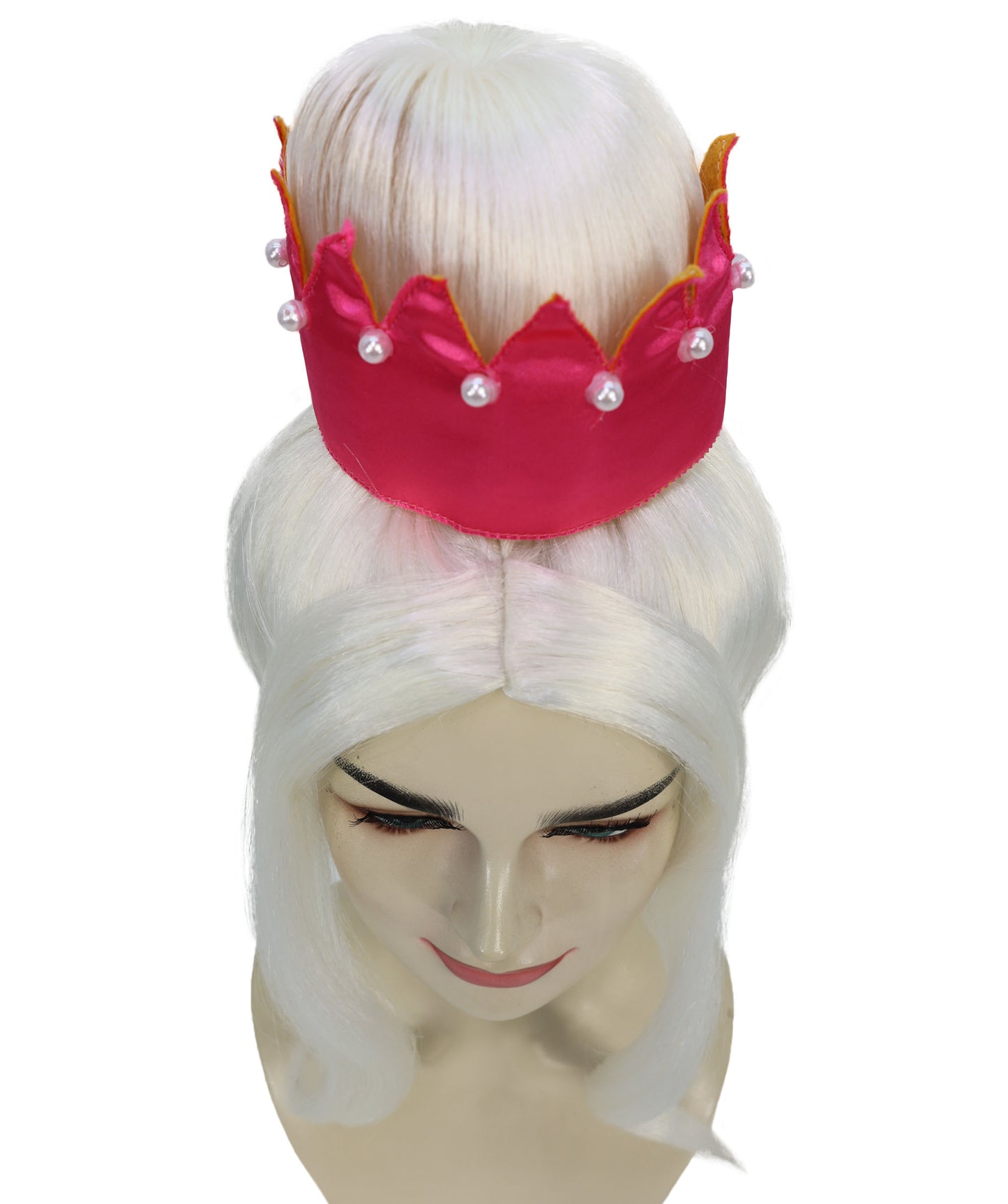 HPO Adult Women’s Long Straight White High Crown Fantasy Princess Wig | Ideal for Halloween | Breathable Capless Cap