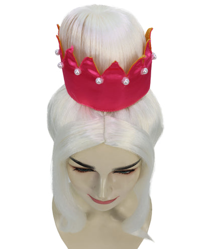 HPO Adult Women’s Long Straight White High Crown Fantasy Princess Wig | Ideal for Halloween | Breathable Capless Cap