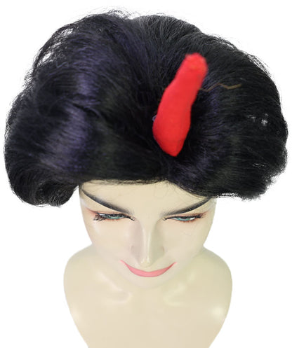 HPO Women's Side Character Demon-Inspired Wig | Short Spiky Black & Red Wig | Hairpiece for Halloween Cosplay Parties & Stage Roleplay
