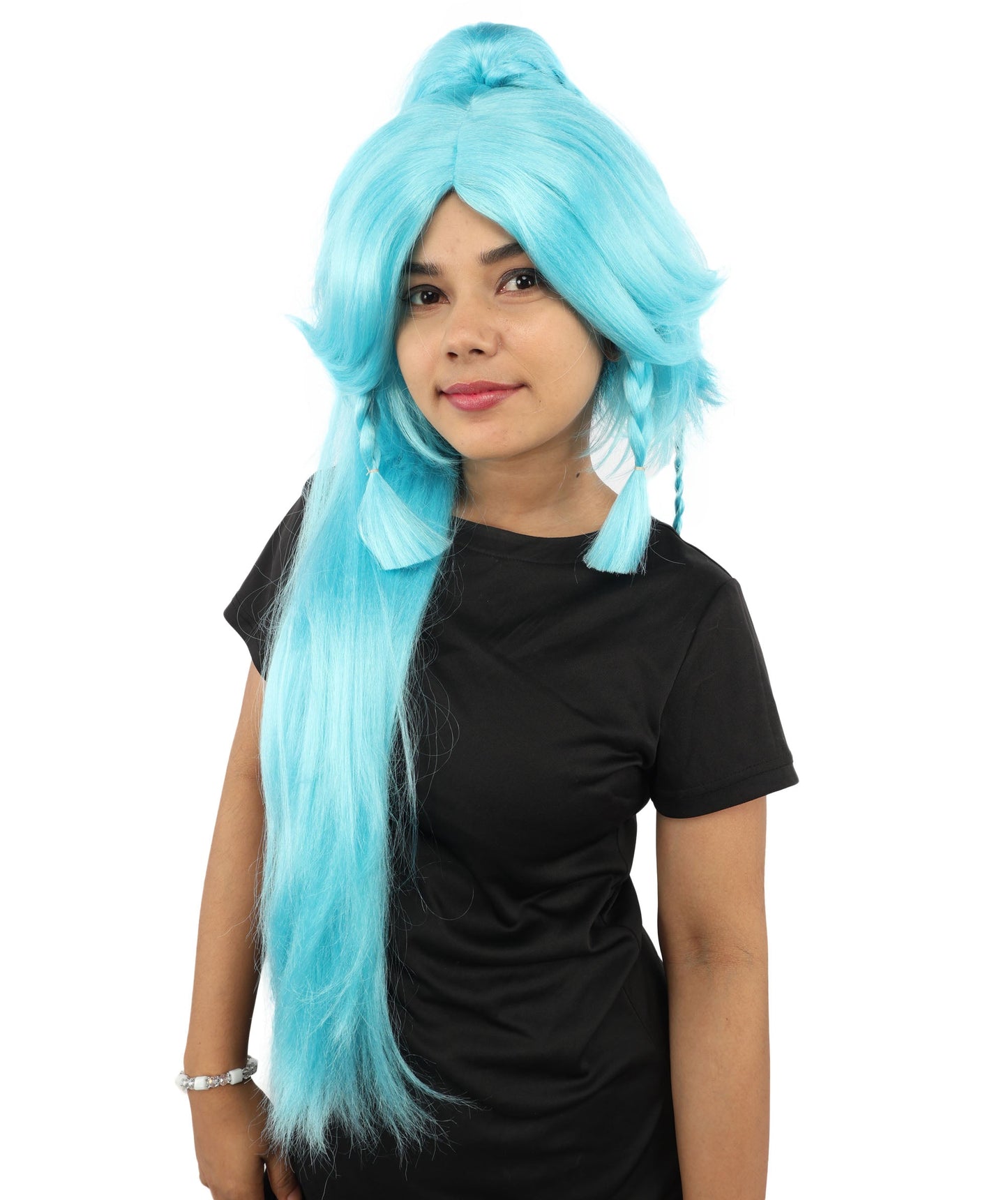 HPO Adult Women's Alien Nature Spirit Hair | Multiple Color Options | Soft Textured Bob with Beaded Braids, Heat Resistant Synthetic Fiber & Breathable Mesh | Halloween, Fantasy Roleplay, Themed Party, Theater & Carnival