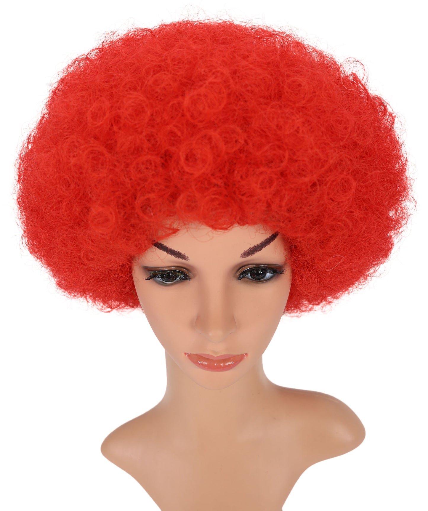 HPO Unisex Turkey Flag Clown Wig – Red & White Afro Style | Turkey Flag Clown Wig for Sports Fans, National Events & Theme Parties