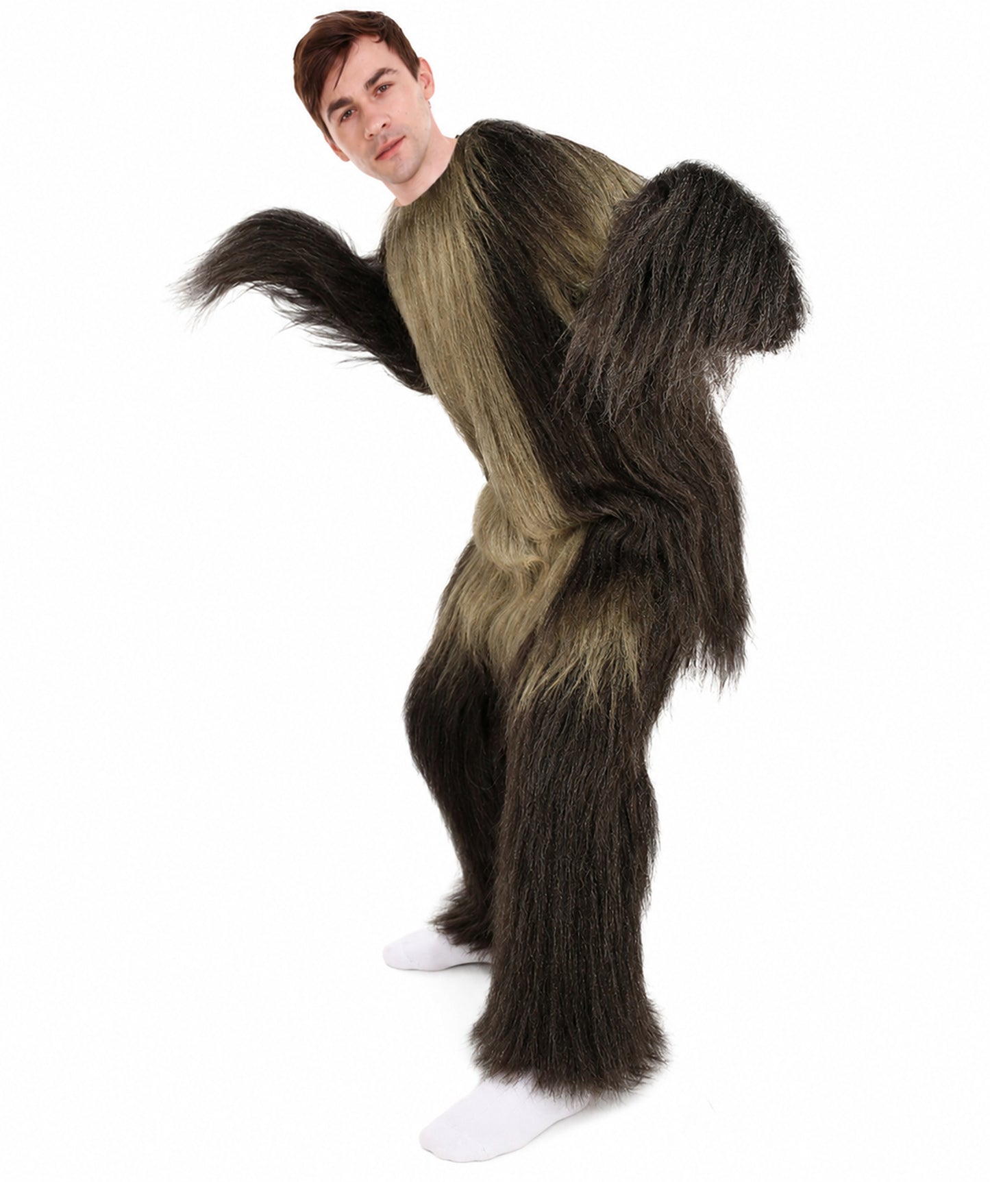 Long Hairy Elder Warrior Ape Military Leader Resistance Fighter Costume | Brown & Blonde Cosplay Costume