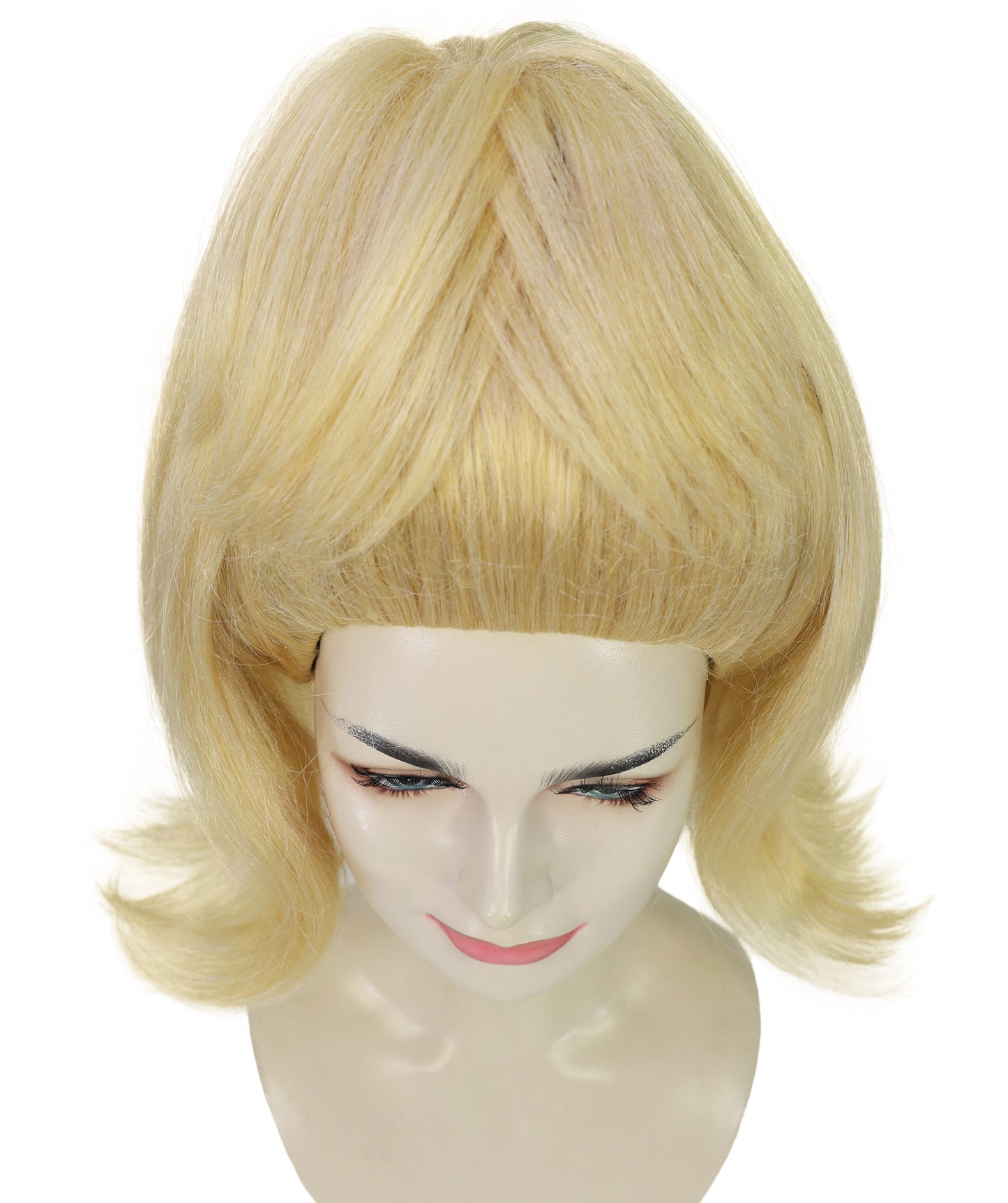 HPO Beehive Style Blonde Wig for Women | Retro 1960s Vintage Hairpiece | Tall Updo Synthetic Wig for Halloween, Theater, Rockabilly & Party Dress-Up