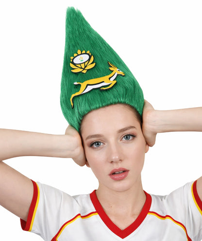 South Africa Flag Troll Wig | National Pride Green Sport Wig | Premium Breathable Capless Cap