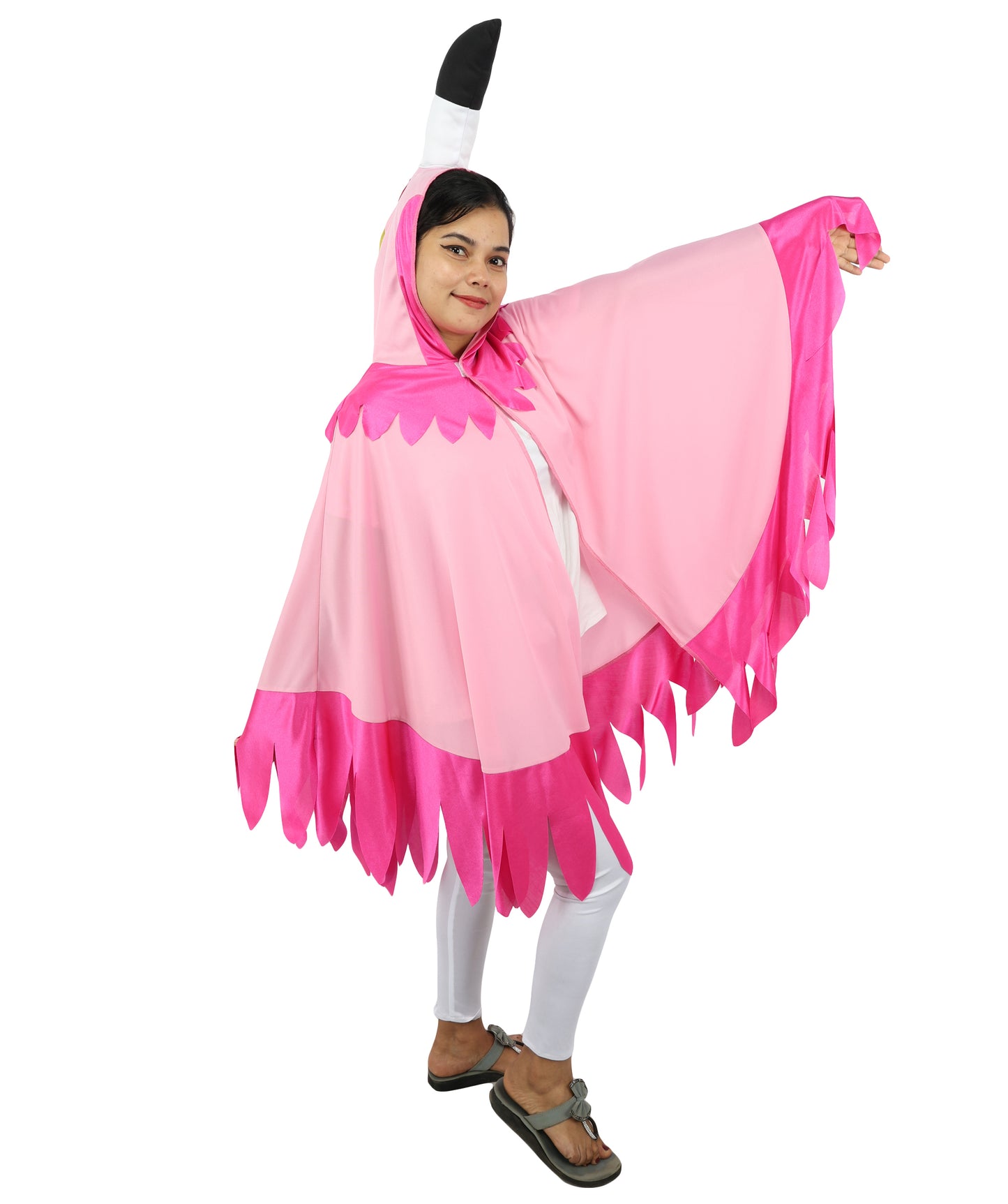Flamingo Cape Costume | Pink Feathered Cape with Hood Details | Fun Outfit for Halloween, Cosplay, Parties & Themed Events