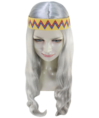 HPO Adult Female WIG Hippie Long with Headband – Boho Multiple Wigs Premium Breathable Capless Cap with Flame Retardant Synthetic Fiber Hair