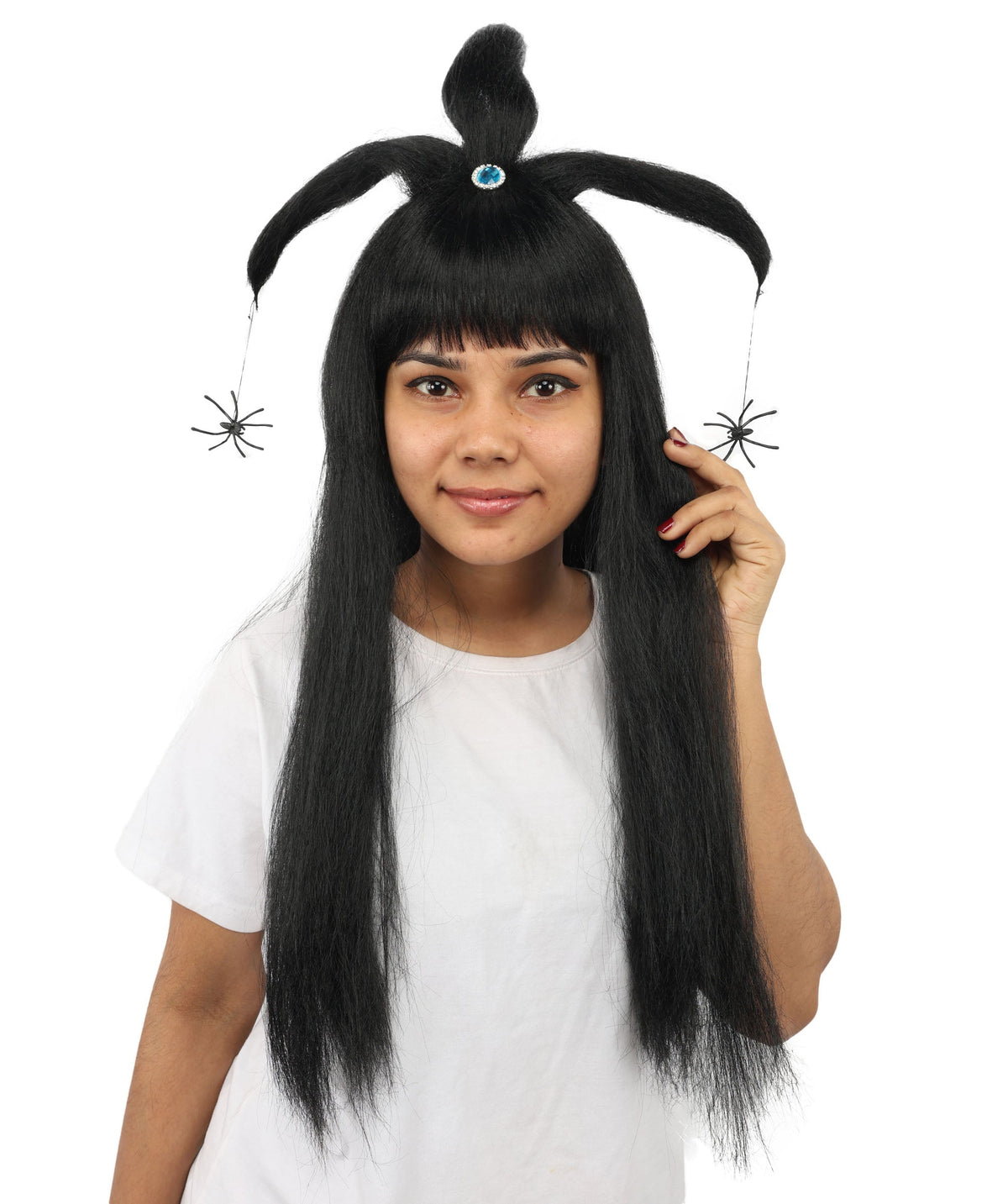 HPO Adult Women's Spider Gothic Sculpted Wig | Multiple Color Options, create of synthetic fiber, architectural spider-leg loops with blunt bangs, breathable base | Party, Halloween, theater, drag, performance, costume events