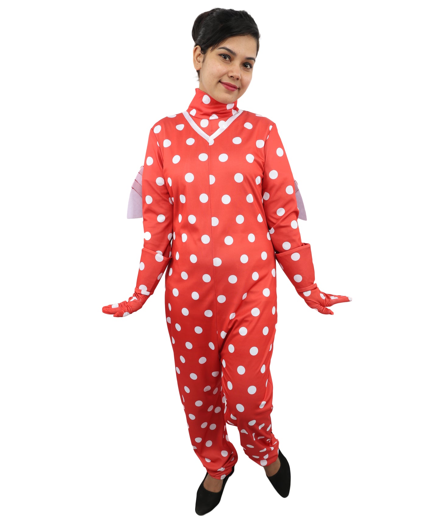 HPO Women's Red Polka Dot Costume | Flame-Retardant Synthetic Fiber | Ideal For Theater, Halloween And Cosplay