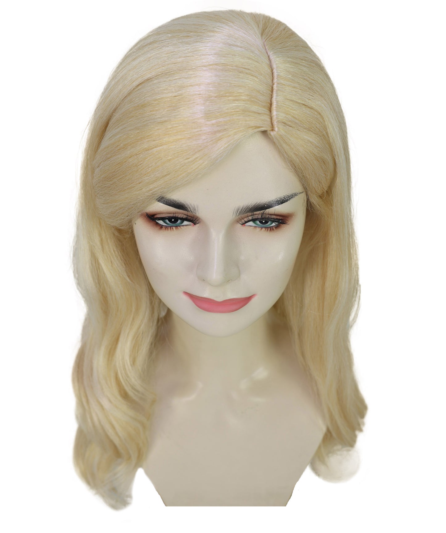 Women’s Blonde Side-Parted Long Wig with Pearl Hair Grips | Natural-Looking Costume & Party Wig | Breathable Capless Cap