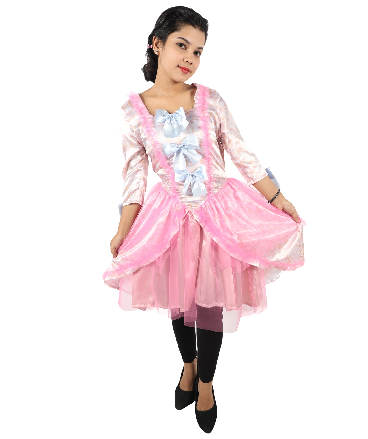 HPO Women's Marie Antoinette Pink Historical French Queen Costume  | Suitable for Halloween | Synthetic Fabric