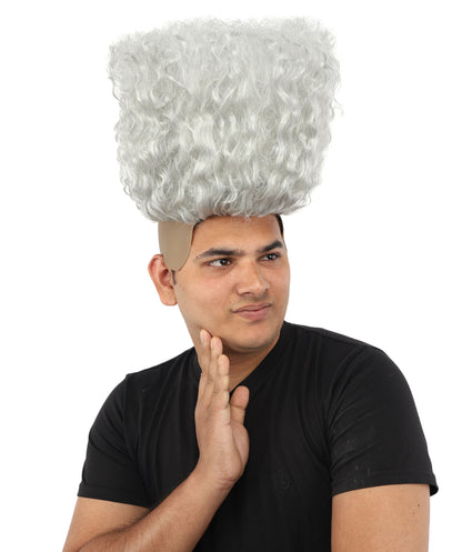 HPO Men’s Tall Afro Wig | Multicolor Options | Animated Scientist Style Hair | Funny Hairpiece with Bouncy Curls and Capless Cap | Retro Nerd Look for Parties, Shows & Halloween