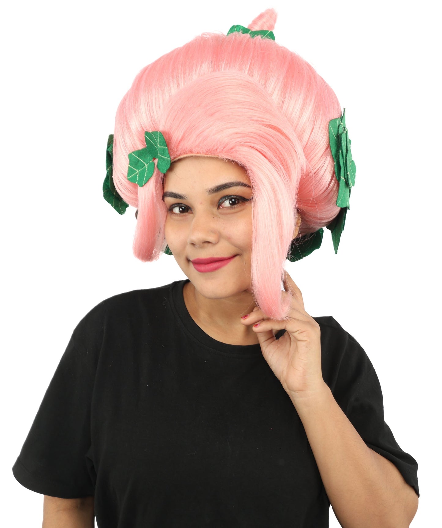 HPO Adult Women's Sculpted Pumpkin Show Wig | Multiple Color Options | Create of synthetic fiber, massive spherical updo with green leaf accents, breathable base | Halloween, theater, drag, performance, party, costume events
