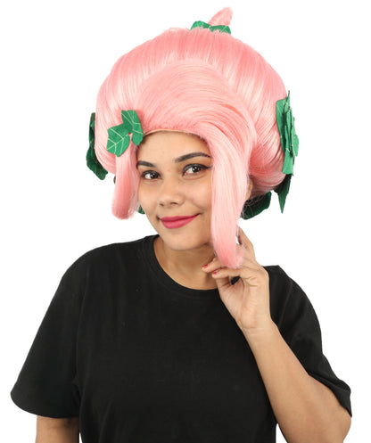 HPO Adult Women's Sculpted Pumpkin Show Wig | Multiple Color Options | Create of synthetic fiber, massive spherical updo with green leaf accents, breathable base | Halloween, theater, drag, performance, party, costume events