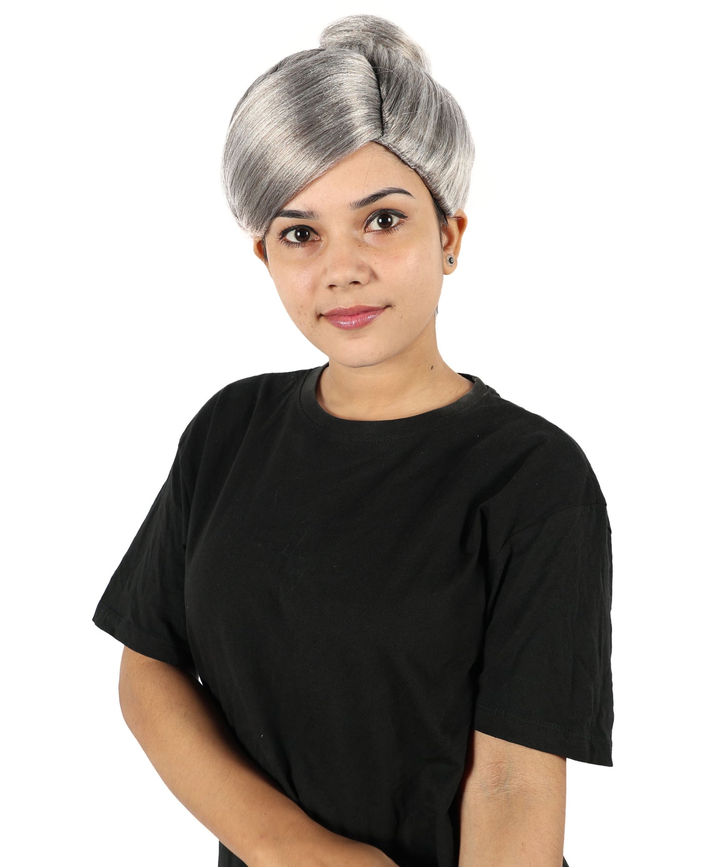 HPO Women's Elegant Lady Short Wig | Classic Grey Layered Hairpiece for Women | Lightweight Synthetic Fiber Wig for Parties & Daily Wear
