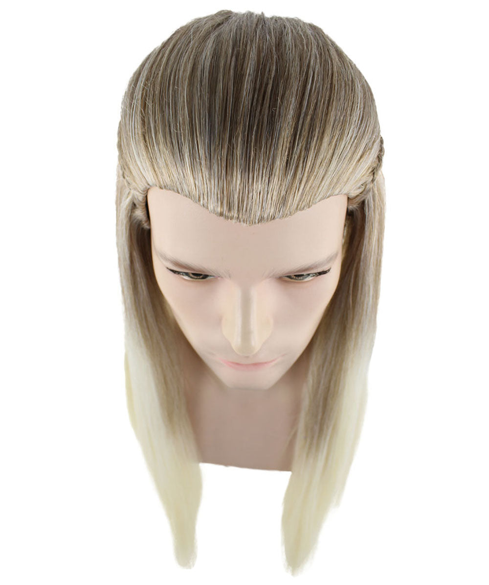 Men's Legolas TV Movie Character Blonde Wig | Adult Braids Prestyled Long Straight Wigs | Anime Roleplay Costume Wigs for Halloween Parties